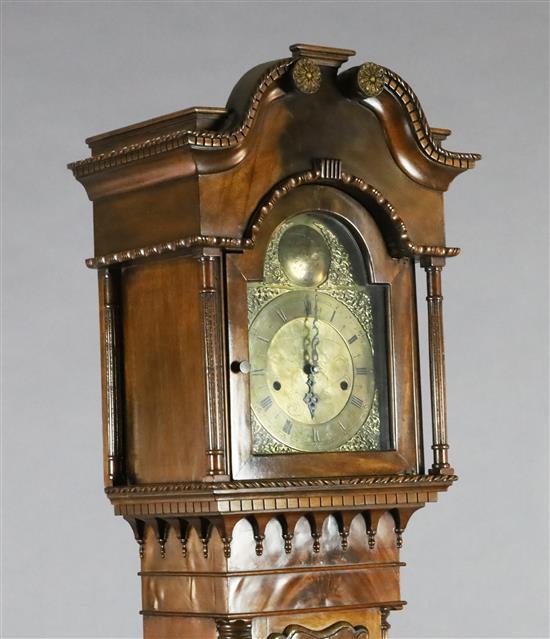 A 20th century mahogany cased chiming grandmother clock, 5ft 8in.